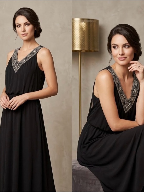 Dresses & Skirts - White House Black Market Beaded V-Neck Dress XS